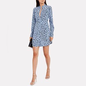 A.L.C. Marcella Silk Leopard Print Long Sleeve Dress